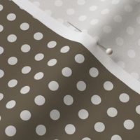 04 Bark- Polka Dots on Grid- 1/4 inch- Petal Solids Coordinate- Solid Color- Neutral Wallpaper- Brown- Neutral- Natural Earth Tones