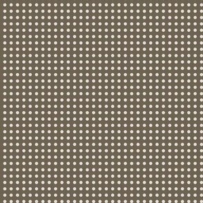04 Bark- Polka Dots on Grid- 1/8 inch- Petal Solids Coordinate- Solid Color- Neutral Wallpaper- Brown- Neutral- Natural Earth Tones