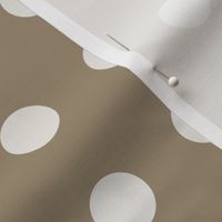 05- Mushroom- Polka Dots on Grid- 1 inch- Brown- Beige- Ecru- Khaki- Neutral Wallpaper - Natural Earth Tones- Fall