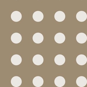 05- Mushroom- Polka Dots on Grid- 1 inch- Brown- Beige- Ecru- Khaki- Neutral Wallpaper - Natural Earth Tones- Fall