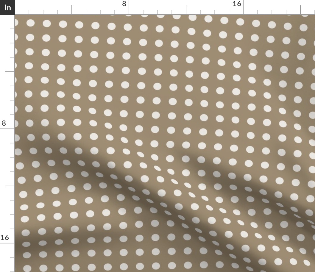 05- Mushroom- Polka Dots on Grid- 1/2 inch- Brown- Beige- Ecru- Khaki- Neutral Wallpaper - Natural Earth Tones- Fall