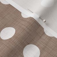 06 Mocha- Polka Dots on Grid- 1 inch- Linen Texture- Dark- Petal Solids Coordinate- Solid Color- Faux Texture Wallpaper- Brown- Beige- Ecru- Khaki- Neutral- Natural Earth Tones- Fall- Autumn