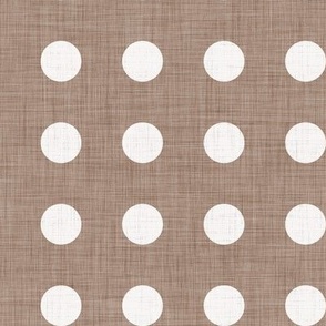 06 Mocha- Polka Dots on Grid- 1 inch- Linen Texture- Dark- Petal Solids Coordinate- Solid Color- Faux Texture Wallpaper- Brown- Beige- Ecru- Khaki- Neutral- Natural Earth Tones- Fall- Autumn