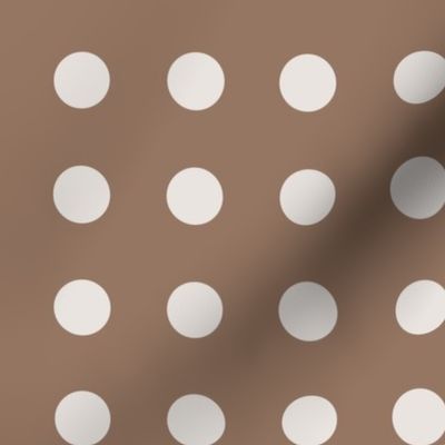 06 Mocha- Polka Dots on Grid- 1 inch- Petal Solids Coordinate- Solid Color- Neutral Wallpaper- Brown- Beige- Ecru- Khaki- Neutral- Natural Earth Tones- Fall- Autumn