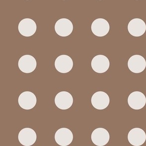 06 Mocha- Polka Dots on Grid- 1 inch- Petal Solids Coordinate- Solid Color- Neutral Wallpaper- Brown- Beige- Ecru- Khaki- Neutral- Natural Earth Tones- Fall- Autumn
