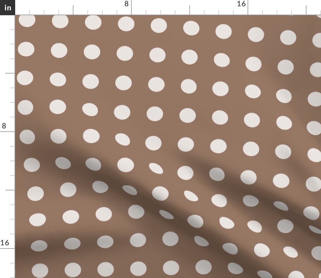 06 Mocha- Polka Dots on Grid- 1 inch- Petal Solids Coordinate- Solid Color- Neutral Wallpaper- Brown- Beige- Ecru- Khaki- Neutral- Natural Earth Tones- Fall- Autumn