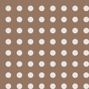 06 Mocha- Polka Dots on Grid- 1/2 inch- Petal Solids Coordinate- Solid Color- Neutral Wallpaper- Brown- Beige- Ecru- Khaki- Neutral- Natural Earth Tones- Fall- Autumn