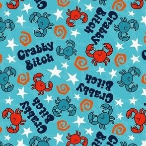 Medium Scale Crabby Bitch Sarcastic Sweary Crabs on Blue