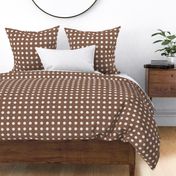 07 Cinnamon- Polka Dots on Grid- 1 inch- Linen Texture- Dark- Petal Solids Coordinate- Solid Color- Faux Texture Wallpa- Brown- Terracotta Neutral- Natural Earth Tones- Fall- Autumn