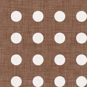 07 Cinnamon- Polka Dots on Grid- 1 inch- Linen Texture- Dark- Petal Solids Coordinate- Solid Color- Faux Texture Wallpa- Brown- Terracotta Neutral- Natural Earth Tones- Fall- Autumn
