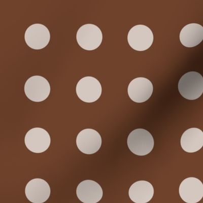 07 Cinnamon- Polka Dots on Grid- 1 inch- Petal Solids Coordinate- Solid Color- Neutral Wallpaper- Brown- Terracotta Neutral- Natural Earth Tones- Fall- Autumn