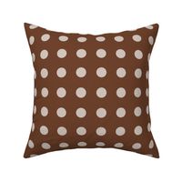 07 Cinnamon- Polka Dots on Grid- 1 inch- Petal Solids Coordinate- Solid Color- Neutral Wallpaper- Brown- Terracotta Neutral- Natural Earth Tones- Fall- Autumn