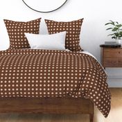 07 Cinnamon- Polka Dots on Grid- 1 inch- Petal Solids Coordinate- Solid Color- Neutral Wallpaper- Brown- Terracotta Neutral- Natural Earth Tones- Fall- Autumn