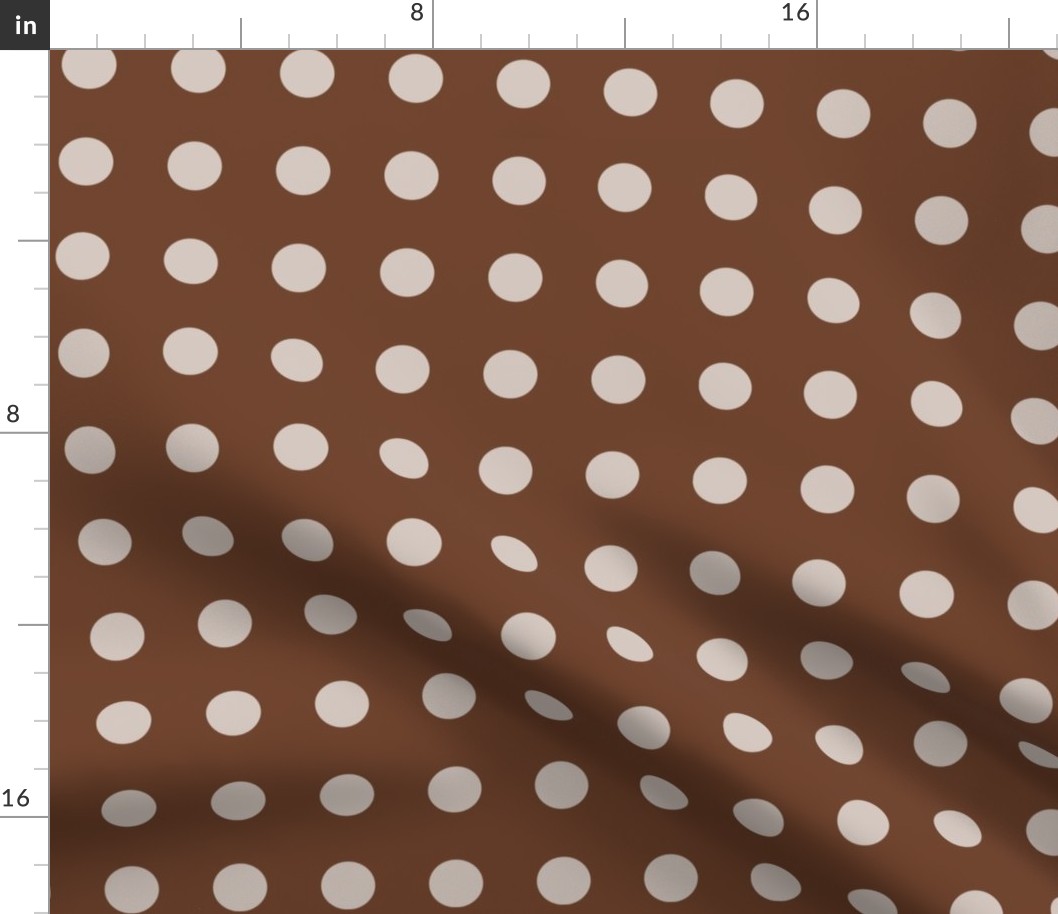 07 Cinnamon- Polka Dots on Grid- 1 inch- Petal Solids Coordinate- Solid Color- Neutral Wallpaper- Brown- Terracotta Neutral- Natural Earth Tones- Fall- Autumn