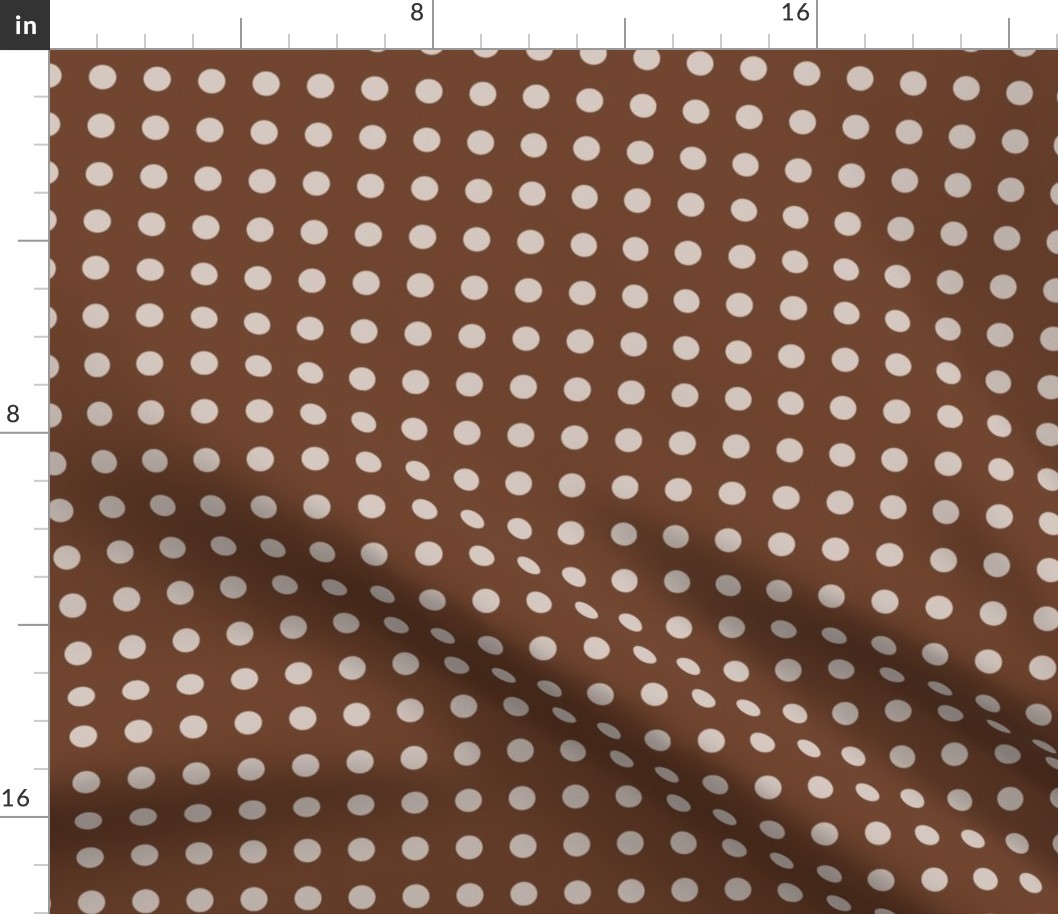07 Cinnamon- Polka Dots on Grid- 1/2 inch- Petal Solids Coordinate- Solid Color- Neutral Wallpaper- Brown- Terracotta Neutral- Natural Earth Tones- Fall- Autumn