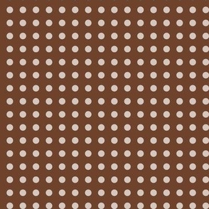 07 Cinnamon- Polka Dots on Grid- 1/4 inch- Petal Solids Coordinate- Solid Color- Neutral Wallpaper- Brown- Terracotta Neutral- Natural Earth Tones- Fall- Autumn