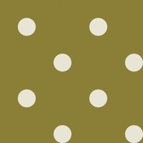 08 Moss- Polka Dots- 1 inch- Petal Solids Coordinate- Solid Color- Neutral Wallpaper- Brown- Earthy Green- Natural Earth Tones- Fall- Autumn