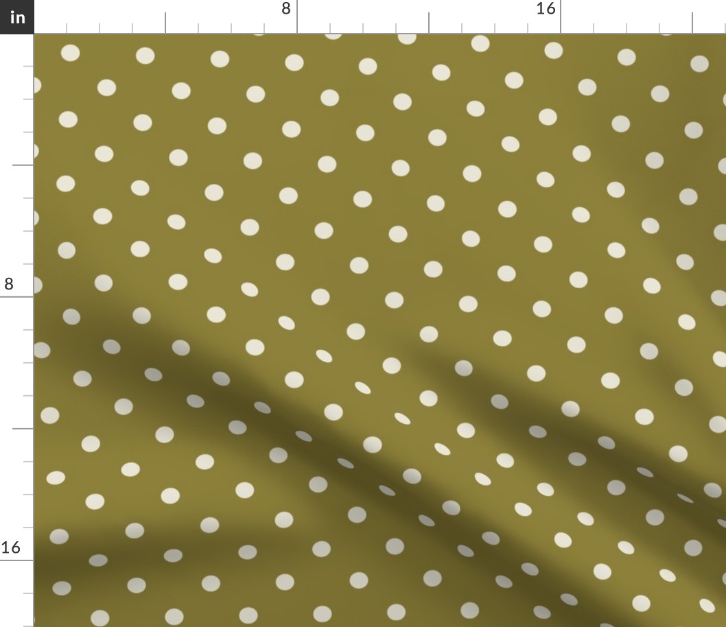 08 Moss- Polka Dots- 1/2 inch- Petal Solids Coordinate- Solid Color- Neutral Wallpaper- Brown- Earthy Green- Natural Earth Tones- Fall- Autumn