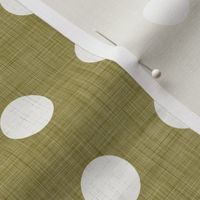 08 Moss- Polka Dots on Grid- 1 inch- Linen Texture- Dark- Petal Solids Coordinate- Solid Color- Faux Texture Wallpaper- Brown- Earthy Green- Natural Earth Tones- Fall- Autumn