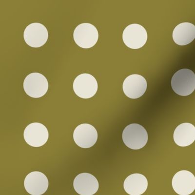 08 Moss- Polka Dots on Grid- 1 inch- Petal Solids Coordinate- Solid Color- Neutral Wallpaper- Brown- Earthy Green- Natural Earth Tones- Fall- Autumn