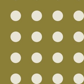 08 Moss- Polka Dots on Grid- 1 inch- Petal Solids Coordinate- Solid Color- Neutral Wallpaper- Brown- Earthy Green- Natural Earth Tones- Fall- Autumn