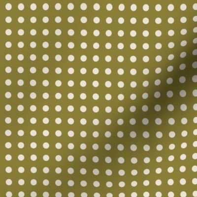 08 Moss- Polka Dots on Grid- 1/4 inch- Petal Solids Coordinate- Solid Color- Neutral Wallpaper- Brown- Earthy Green- Natural Earth Tones- Fall- Autumn
