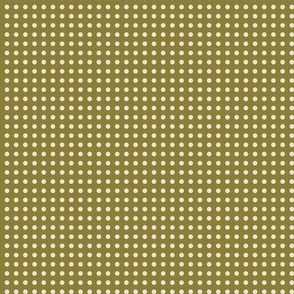 08 Moss- Polka Dots on Grid- 1/8 inch- Petal Solids Coordinate- Solid Color- Neutral Wallpaper- Brown- Earthy Green- Natural Earth Tones- Fall- Autumn