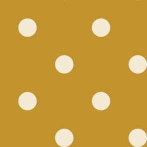 09 Mustard- Polka Dots- 1 inch- Petal Solids Coordinate- Solid Color- Neutral Wallpaper- Gold- Ocher- Honey- Natural Earth Tones- Fall- Autumn