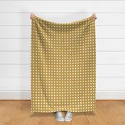 09 Mustard- Polka Dots on Grid- 1 inch- Linen Texture- Dark- Petal Solids Coordinate- Solid Color- Faux Texture Wallpaper- Gold- Ochre- Honey- Natural Earth Tones- Fall- Autumn