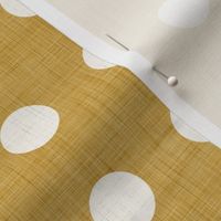 09 Mustard- Polka Dots on Grid- 1 inch- Linen Texture- Dark- Petal Solids Coordinate- Solid Color- Faux Texture Wallpaper- Gold- Ochre- Honey- Natural Earth Tones- Fall- Autumn