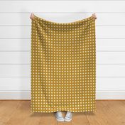 09 Mustard- Polka Dots on Grid- 1 inch- Petal Solids Coordinate- Solid Color- Neutral Wallpaper- Gold- Ochre- Honey- Natural Earth Tones- Fall- Autumn