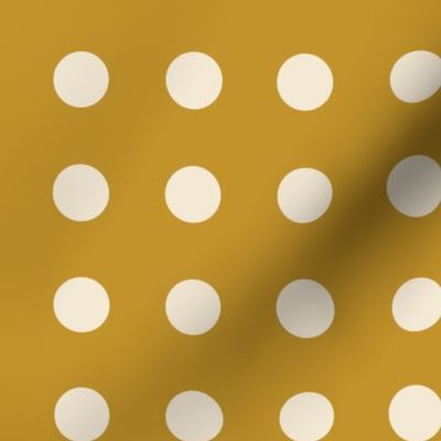 09 Mustard- Polka Dots on Grid- 1 inch- Petal Solids Coordinate- Solid Color- Neutral Wallpaper- Gold- Ochre- Honey- Natural Earth Tones- Fall- Autumn