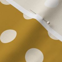 09 Mustard- Polka Dots on Grid- 1 inch- Petal Solids Coordinate- Solid Color- Neutral Wallpaper- Gold- Ochre- Honey- Natural Earth Tones- Fall- Autumn