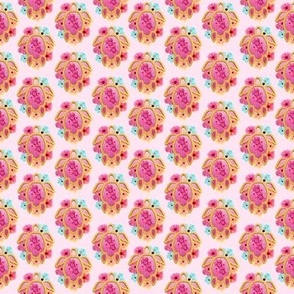 Tiny Pink Island Tropical Sea Turtles Floral