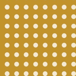 09 Mustard- Polka Dots on Grid- 1/2 inch- Petal Solids Coordinate- Solid Color- Neutral Wallpaper- Gold- Ocher- Honey- Natural Earth Tones- Fall- Autumn
