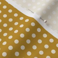 09 Mustard- Polka Dots on Grid- 1/4 inch- Petal Solids Coordinate- Solid Color- Neutral Wallpaper- Gold- Ocher- Honey- Natural Earth Tones- Fall- Autumn
