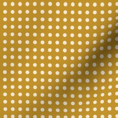 09 Mustard- Polka Dots on Grid- 1/4 inch- Petal Solids Coordinate- Solid Color- Neutral Wallpaper- Gold- Ocher- Honey- Natural Earth Tones- Fall- Autumn