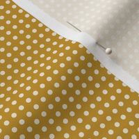 09 Mustard- Polka Dots on Grid- 1/8 inch- Petal Solids Coordinate- Solid Color- Neutral Wallpaper- Gold- Ocher- Honey- Natural Earth Tones- Fall- Autumn