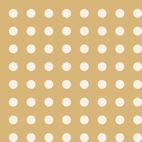 10 Honey- Polka Dots on Grid- 1/2 inch- Gold- Ocher- Mustard- Saffron- Neutral- Natural Earth Tones- Fall- Autumn