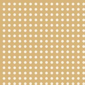 10 Honey- Polka Dots on Grid- 1/4 inch- Gold- Ocher- Mustard- Saffron- Neutral- Natural Earth Tones- Fall- Autumn