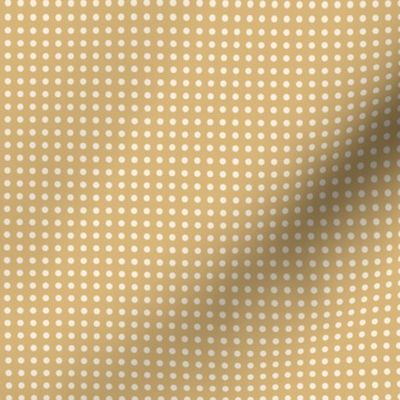 10 Honey- Polka Dots on Grid- 1/8 inch- Gold- Ocher- Mustard- Saffron- Neutral- Natural Earth Tones- Fall- Autumn