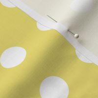 11 Buttercup- Polka Dots on Grid- 1 inch- Petal Solids Coordinate- Solid Color- Nursery Wallpaper- Gold- Light Yellow- Pastel Yellow- Soft Yellow- Fall- Autumn- Spring- Summer