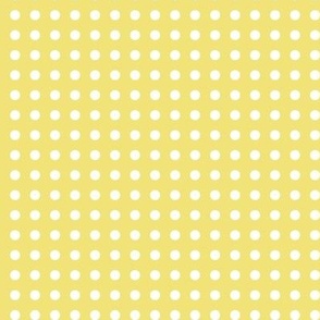 11 Buttercup- Polka Dots on Grid- 1/4 inch- Petal Solids Coordinate- Solid Color- Nursery Wallpaper- Gold- Light Yellow- Pastel Yellow- Soft Yellow- Fall- Autumn- Spring- Summer