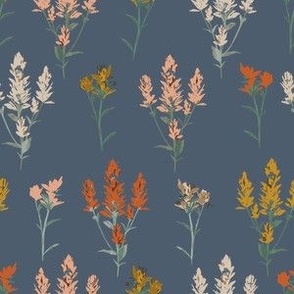 Navy Boho Floral Bunches (6" Fabric / 4" Wallpaper)