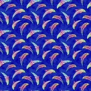 Small Tie Dye Marine Animals Dolphins Marlins