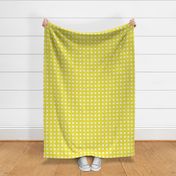 12- Lemon Lime- Polka Dots on Grid- 1 inch- Linen Texture- Dark- Petal Solids Coordinate- Faux Texture Wallpaper- Gold- Bright Yellow- Fall- Autumn- Spring- Summer