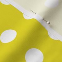 12- Lemon Lime- Polka Dots on Grid- 1 inch- Petal Solids Coordinate- Dopamine Wallpaper- Gold- Bright Yellow- Fall- Autumn- Spring- Summer