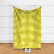 12- Lemon Lime- Polka Dots on Grid- 1 inch- Petal Solids Coordinate- Dopamine Wallpaper- Gold- Bright Yellow- Fall- Autumn- Spring- Summer