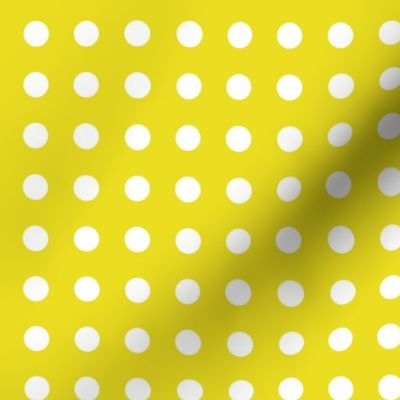 12- Lemon Lime- Polka Dots on Grid- 1/2 inch- Petal Solids Coordinate- Dopamine Wallpaper- Gold- Bright Yellow- Fall- Autumn- Spring- Summer