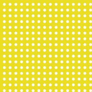 12- Lemon Lime- Polka Dots on Grid- 1/4 inch- Petal Solids Coordinate- Dopamine Wallpaper- Gold- Bright Yellow- Fall- Autumn- Spring- Summer